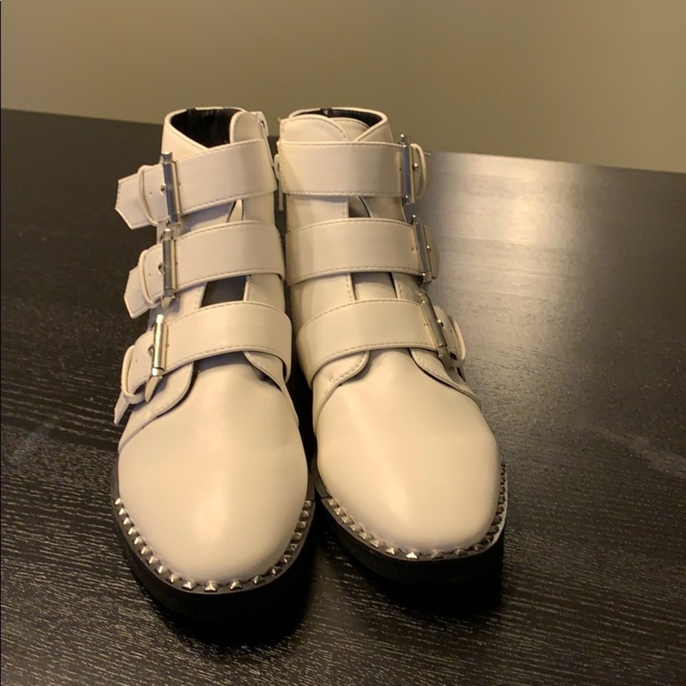 White studded and straps boots
